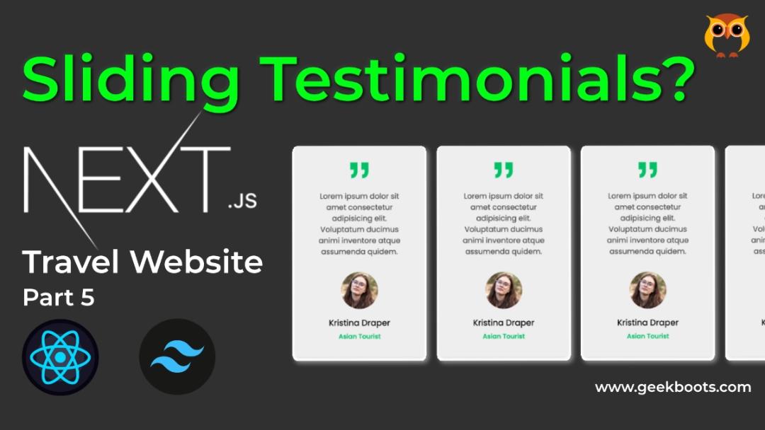 Build a Dynamic Sliding Testimonial in React.js | Next.JS Beginner Guide | Geekboots